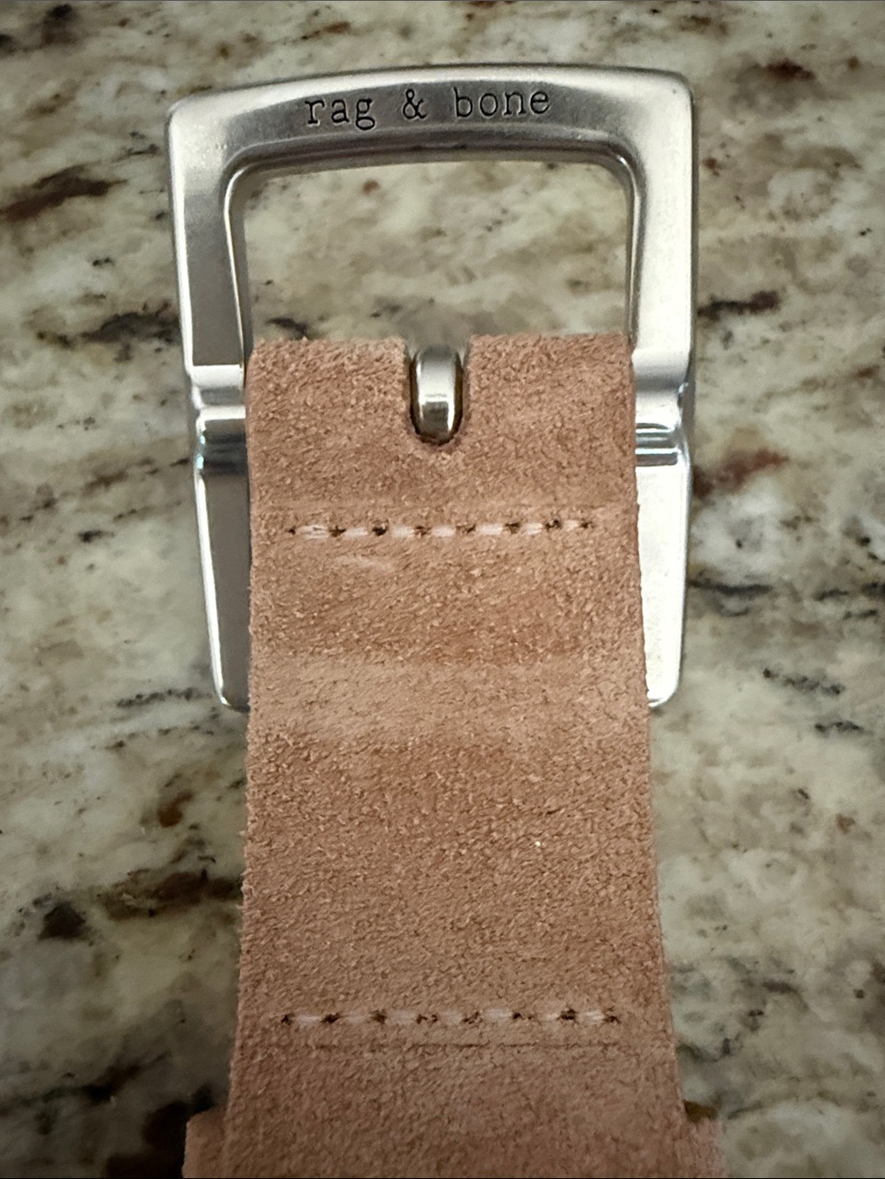 rag & bone Boyfriend Belt in Nude Suede with Textured Silver-tone Buckle Sz M - Picture 3 of 11